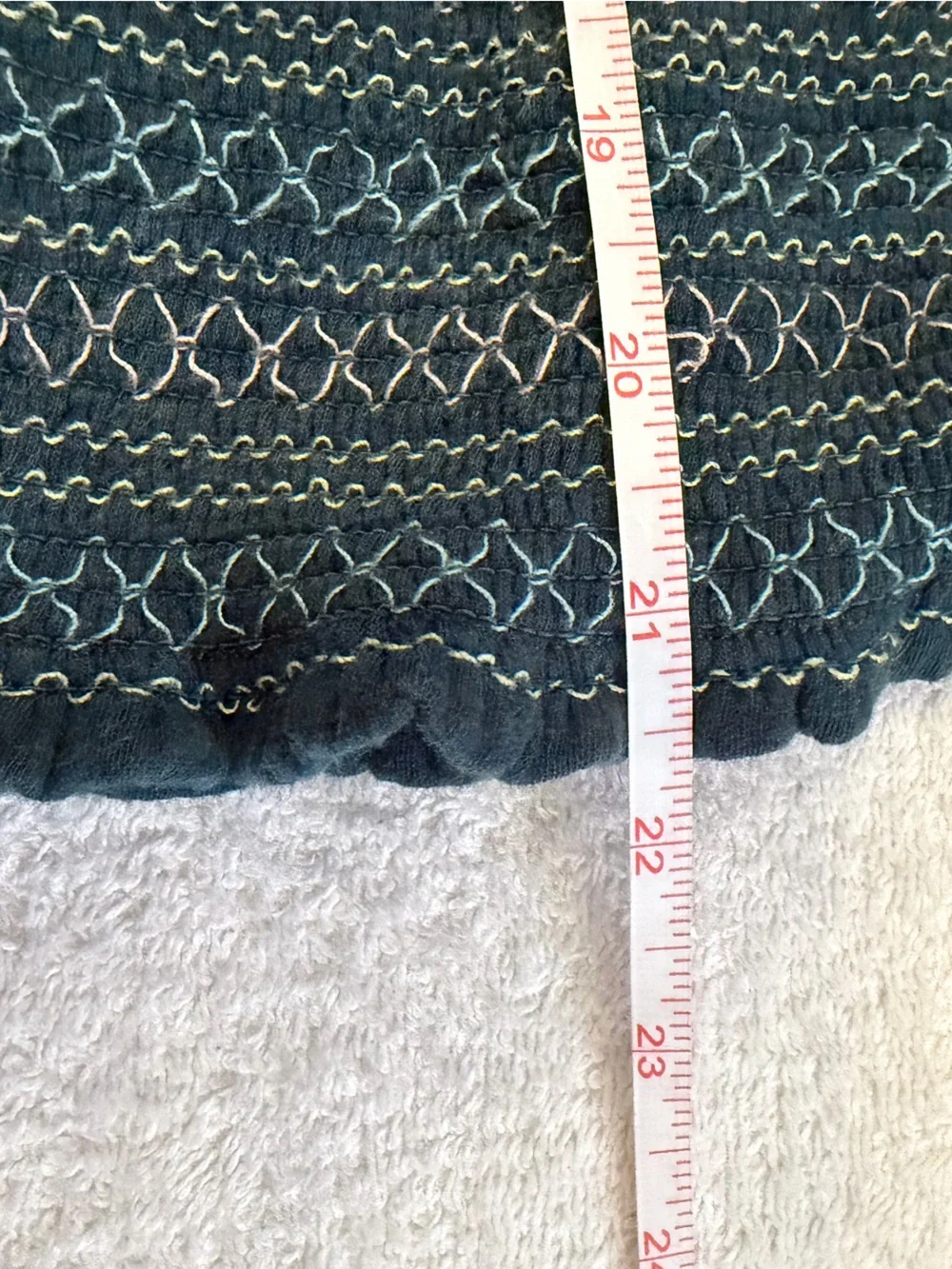 Anthropologie Smocked Embroidered Square Neck Puff Sleeve Sequin Boho Peasant